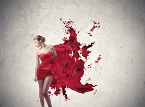 Girl in Red dress, Deposit Photo